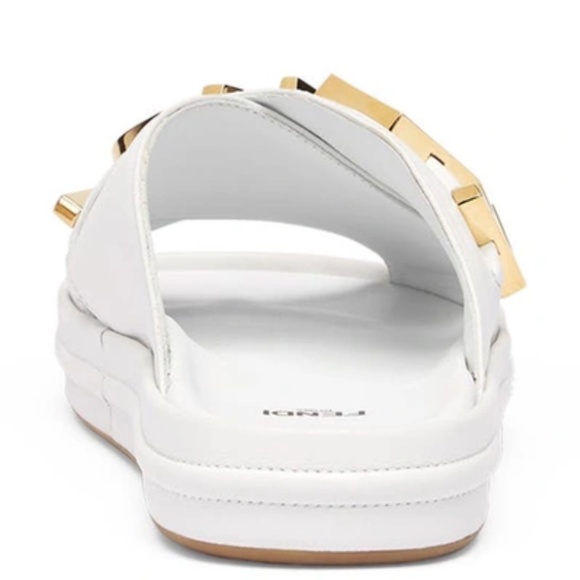 NIB $1150 Fendi graphy Platform Slide Sandal (Women) in White/Gold - size 37! - Picture 4 of 15